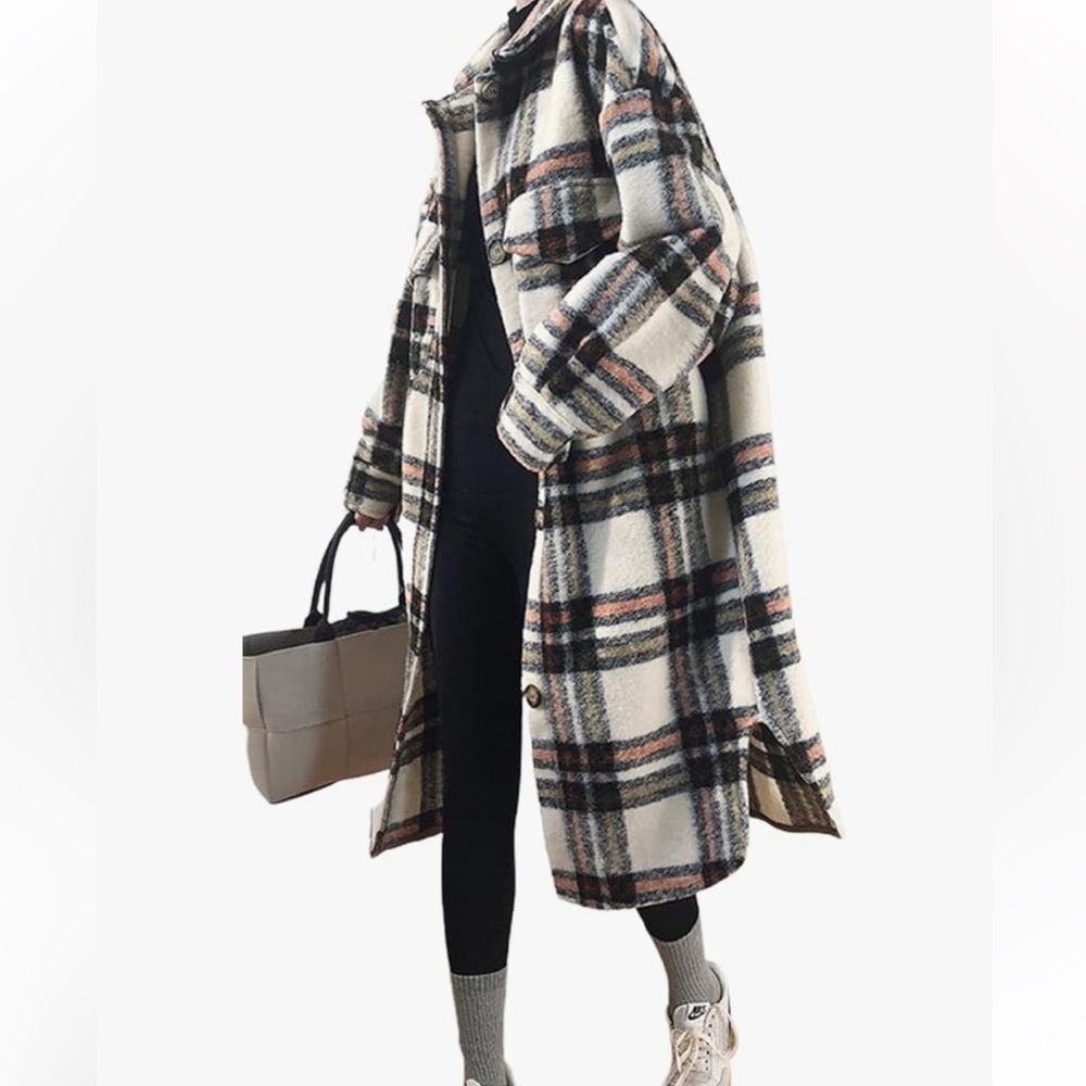 Plaid /patterned over sized trench coat